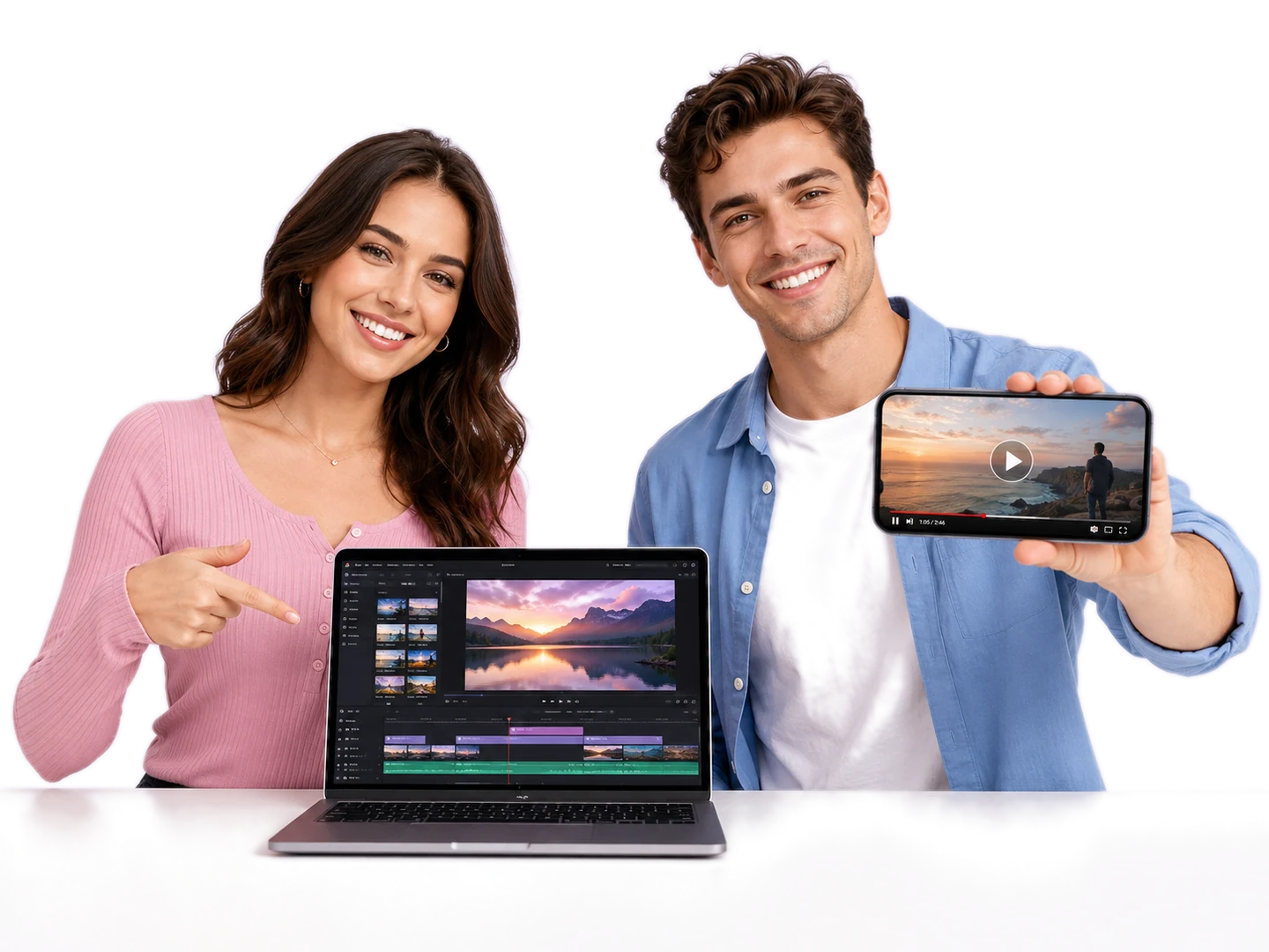 A team producing engaging digital video content